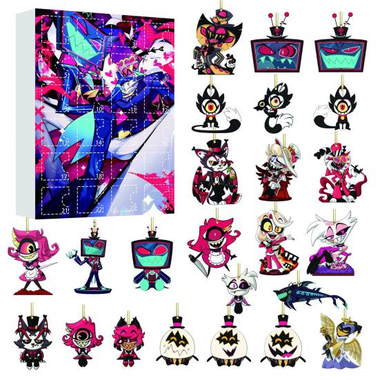 Hazbin Hotel Themed Advent Calendar 24 Days of Helluva Boss Ornaments Christmas Tree Decor Gift Set for Fans