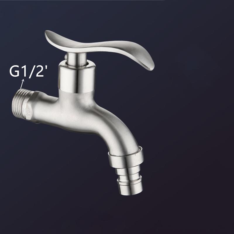 Wall Mount Stainless Steel Bibcock for Laundry Bathroom Garden Balcony Water Tap Faucet Compatible with Washing Machine