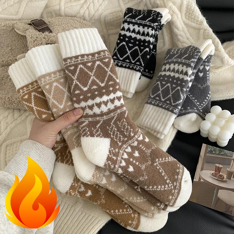 1/5 Pair Women Socks Spring Autumn Retro Style Men Couple Cotton Socks Flower Stripe Plaid Pattern Solid Colorful Socks