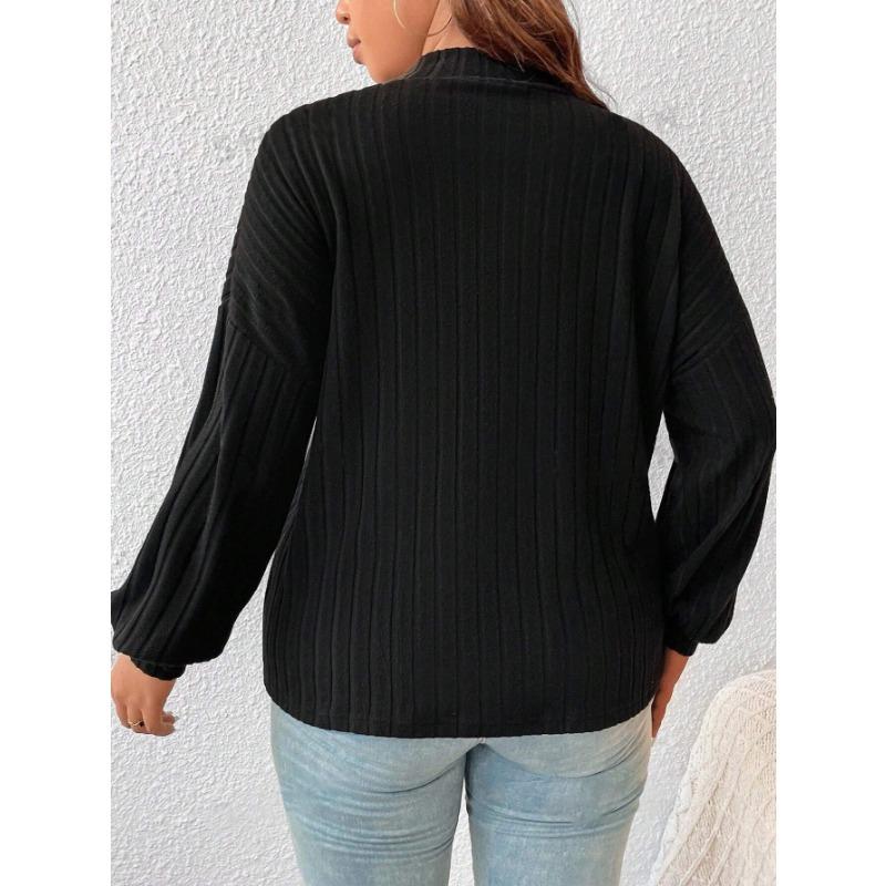 Women S Brushed Ribbed Half High Neck Solid Color Long Sleeve Top