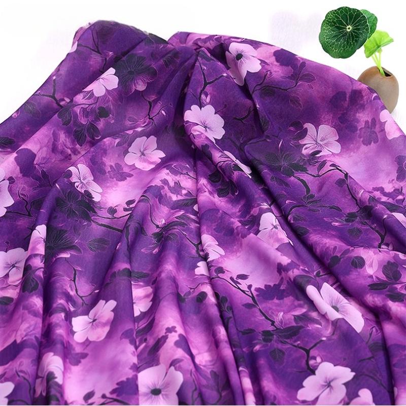 100x150cm 30D Printed Chiffon Ink Chinese Style Fabric Transparent for Sewing Skirt Gauze Scarf Clothing Fabric