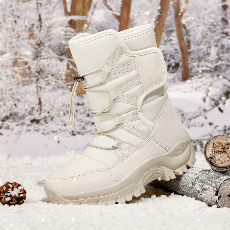 Outdoor snow boots winter piled thickened thermal cotton shoes medium tube thick-soled cotton boots