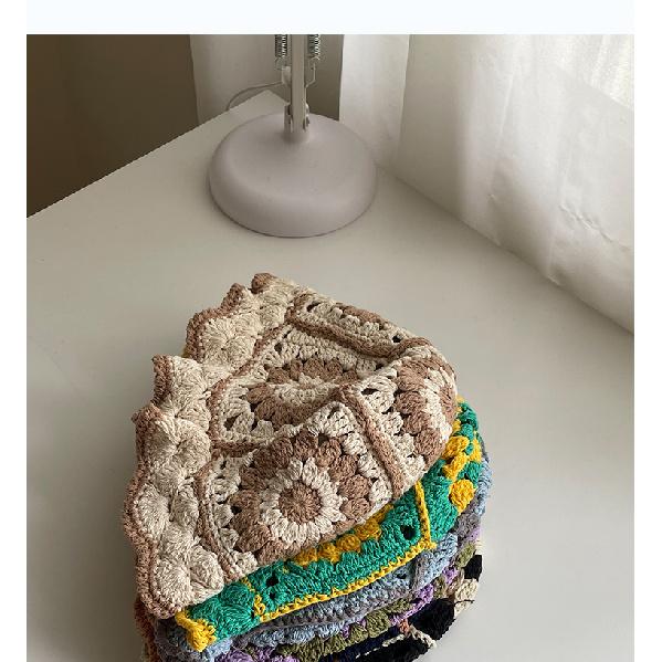 Handmade Design Double Color Hollow Basin Hat Women''s Japanese Knitted Crochet Bucket Hat Korean Wool Fisherman Hat