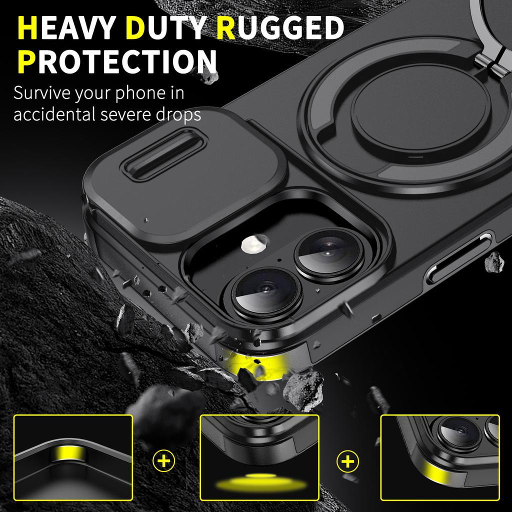 For iPhone 17 16 Pro Max 16E 17Air 16Plus 360 Degree Rotating Magnetic Bracket With Camera Protection Phone Case