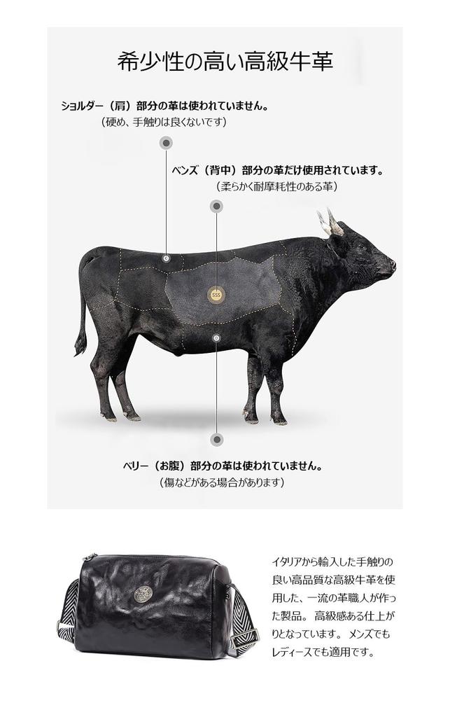 Whatna Antique-Style Tanned Natural Cowhide Leather One-Shoulder Bag for Men, Crossbody Chest Bag, Clutch, Shoulder Bag, Holds iPad 9.7" (Black),