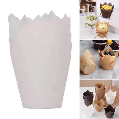 50pcs Standard Size Greaseproof Wrappers Natural Tulip Cupcake Liner Oven & Microwave Safe Liners for Celebrations