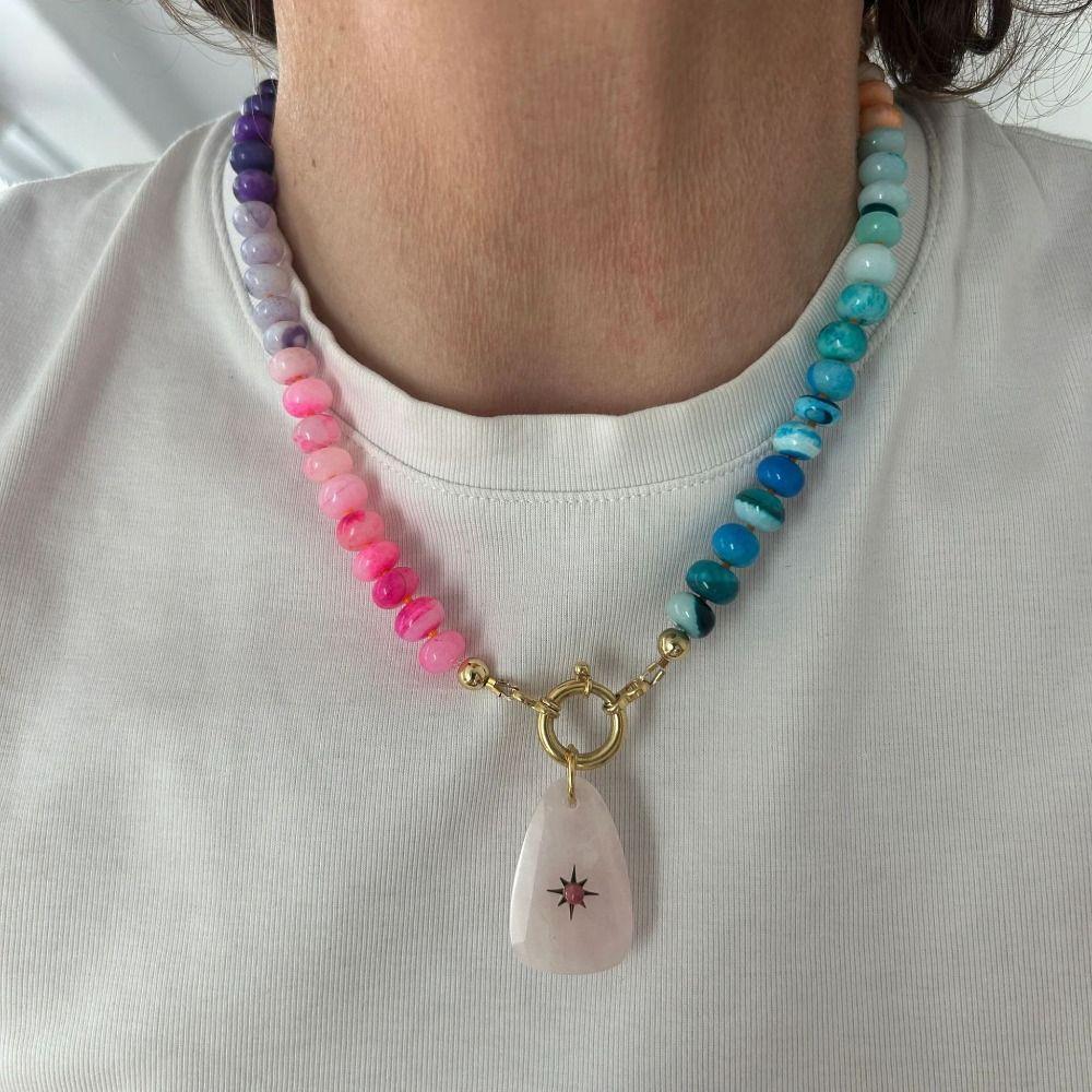 Bohemia Floral Chain Choker Colorful Beads Pendant Necklace Trendy Flower Necklace  Sea Beach