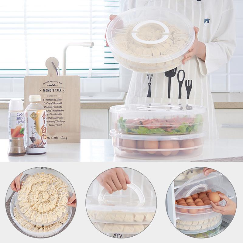 Kitchen Storage Box Refrigerator Organizer Transparent Food Containers Tray For Fruits Vegetables Meat Cake Pizza