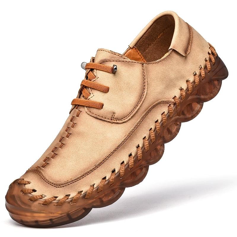 Men's Casual Shoes Comfortable Retro Men's Leather Casual Shoes Men's Fashion Retro Flat for Men Shoes Moccasins