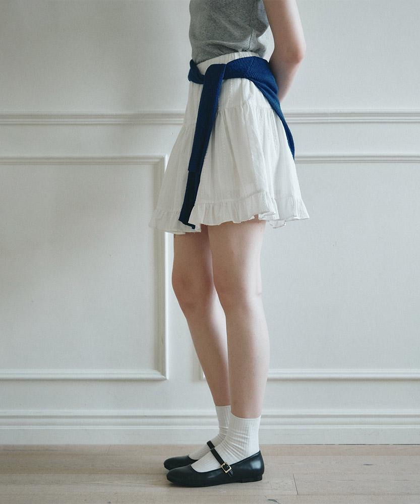 Aau Jacquard Mini Tiered Skirt_White