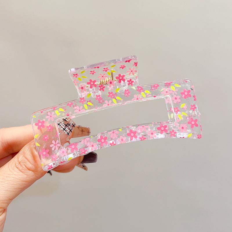 Transparent Square Print Shark Hair Clip for Women - Updo Accessory
