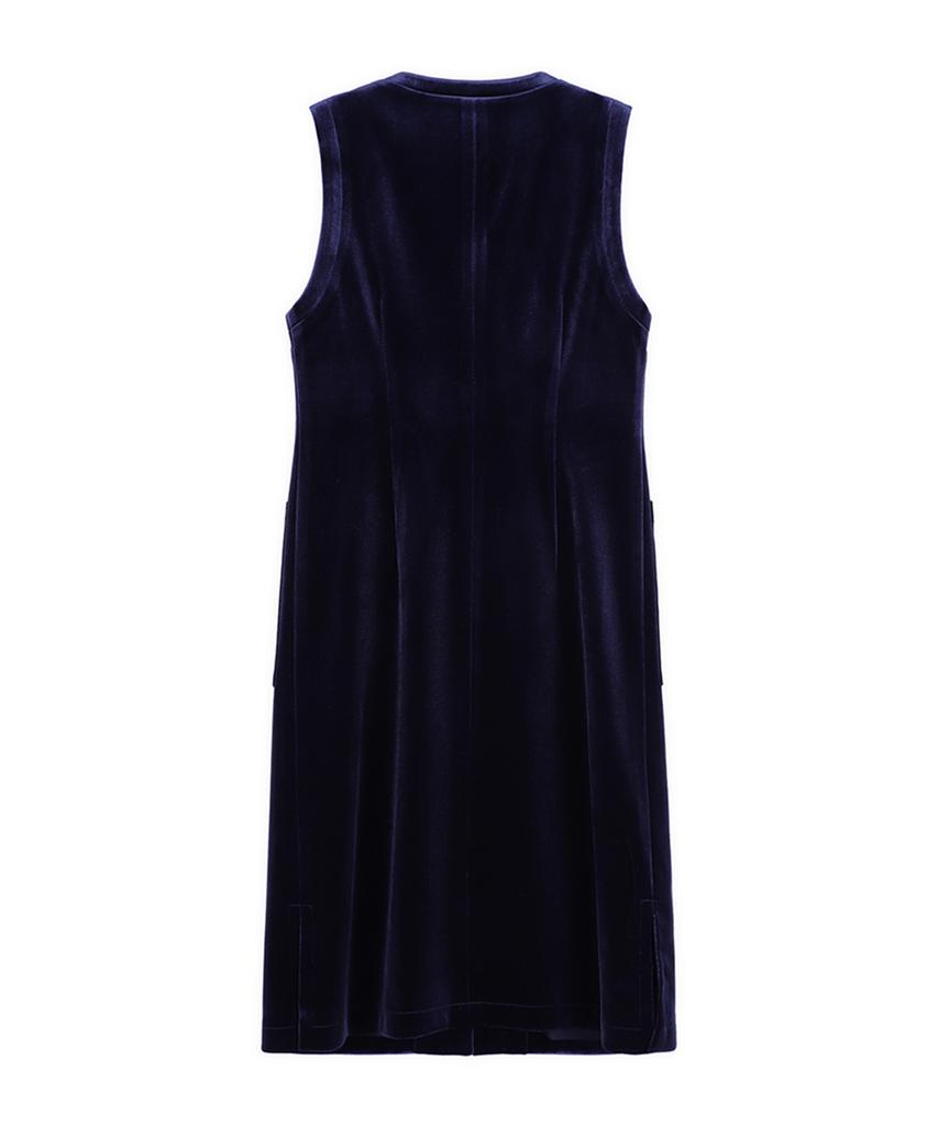 MAKE A TOAST [22Fw] Velvet Round Neck Dress - Navy