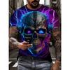 Men's Horror Skull Print T-Shirt 3D Print Vintage O-Neck Short Sleeve Fashion Oversized T-Shirts Men's Summer Street Clothing