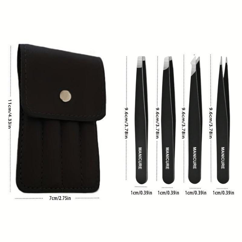 1/1pc Stainless Steel Eyebrow Tweezers Kit Eyebrow Eyelash Tweezers with Storage Bag Beauty Salon Home Hair Removal Tweezers