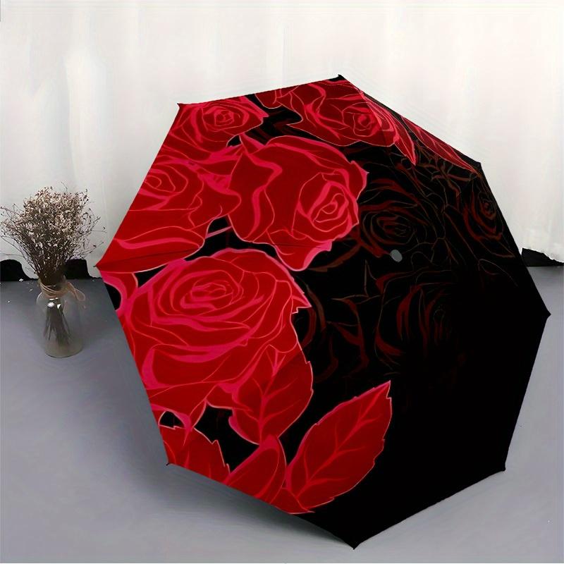 1pc Rose Pattern Automatic Open/close, All-Season Portable Folding Umbrella for Friends, Travel, Everyday, Events yy250812144