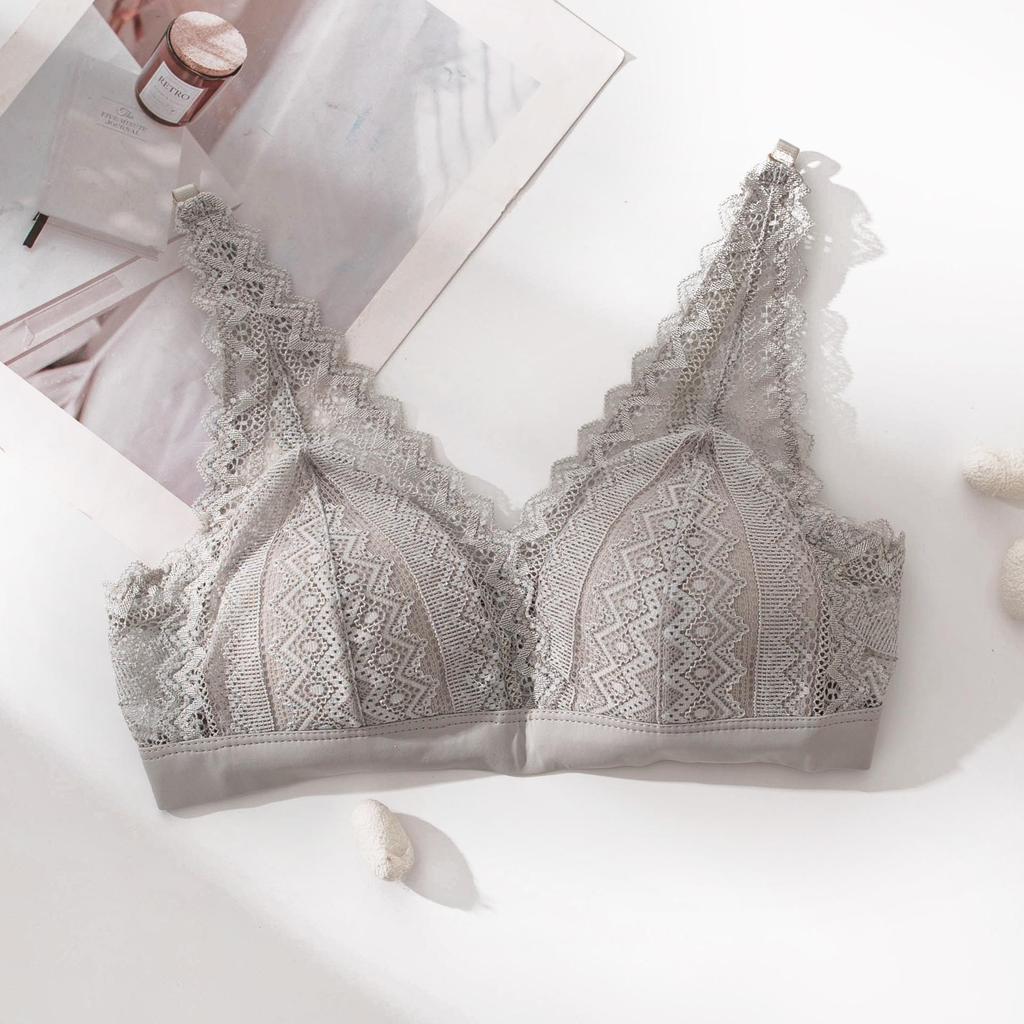 Eleganter Dreiecks-BH aus Maulbeerseide mit Spitze - Bequem, verstellbar, Lingerie im französischen Stil für Damen