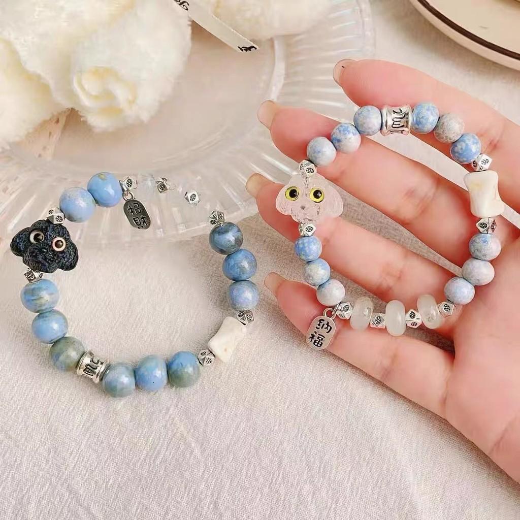 Adorable Resin Dog Couple Bracelet Handmade Ceramic Beads Fresh Summer Jewelry