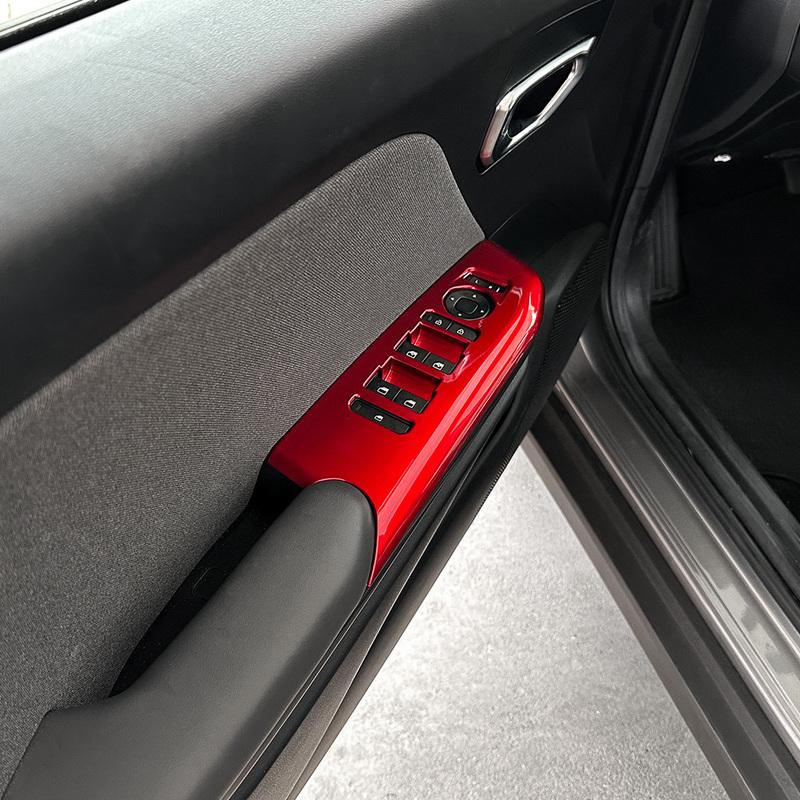 Red Car Window Glass Switch Button Panel Door Handle Armrest Trim Cover For Kia K4 2024 2025 2026 LHD
