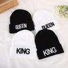 Queen Letter Embroidery Geometric Knitted Hat Winter Warm Men'S And Women'S Outdoor Wool Hat Fashion Simple Cold Hat