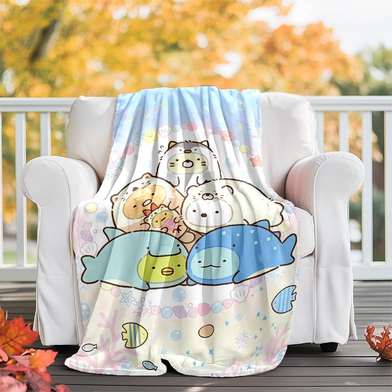 Sumikko Gurashi1 printed throw blanket—lightweight,soft,warm;versatile blanket for all seasons—perfect as &air-conditioning throw,nap blanket