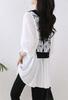 [ZHENGTU] Women's Blouse Top – V-Neck, 3/4 Sleeve, Layered Summer Shirt, White, Size XL