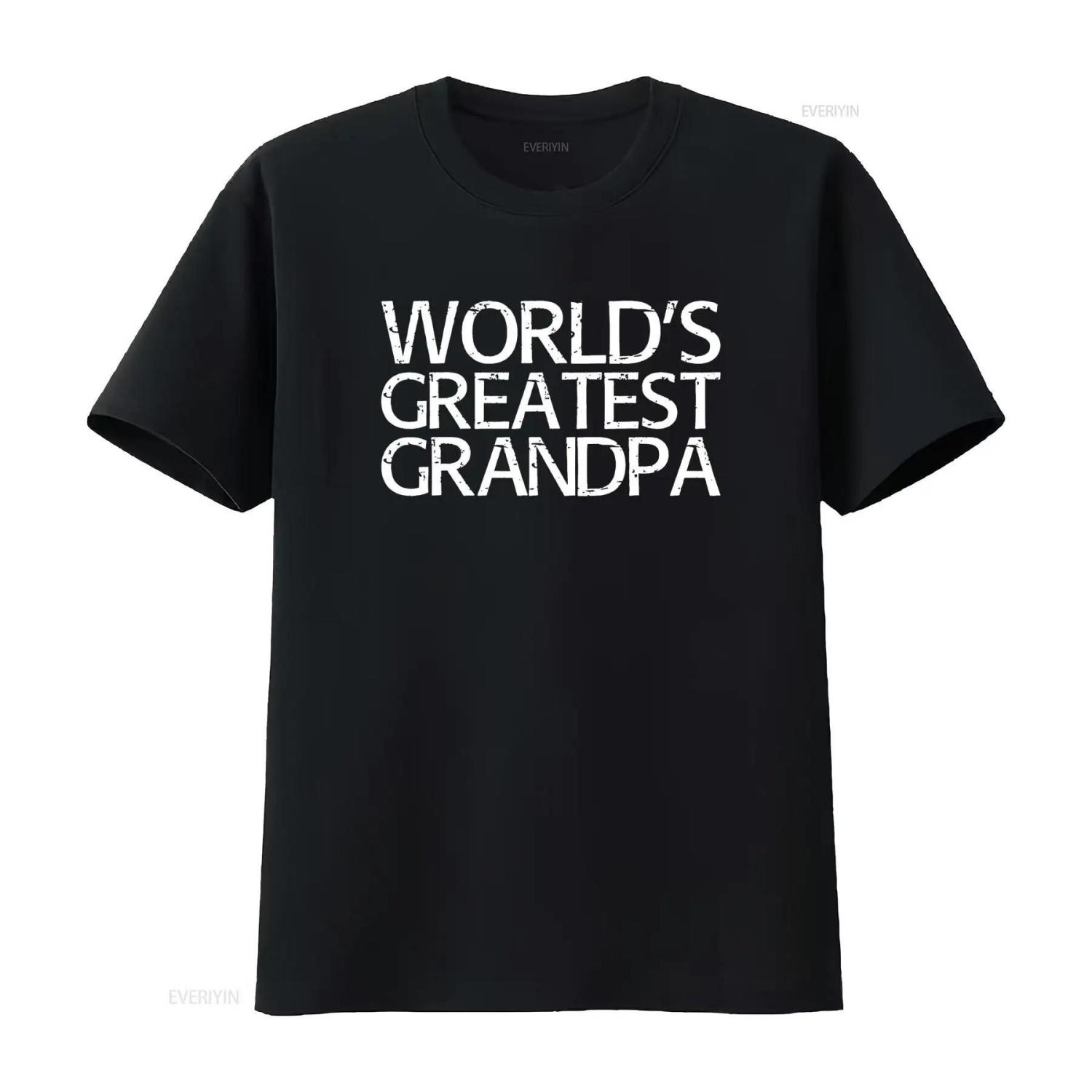 World S Greatest Grandpa T Shirt Father Day Vintage Washed Stylish Versatile Casual Stretched Slightly Designer Clothes S чёрный