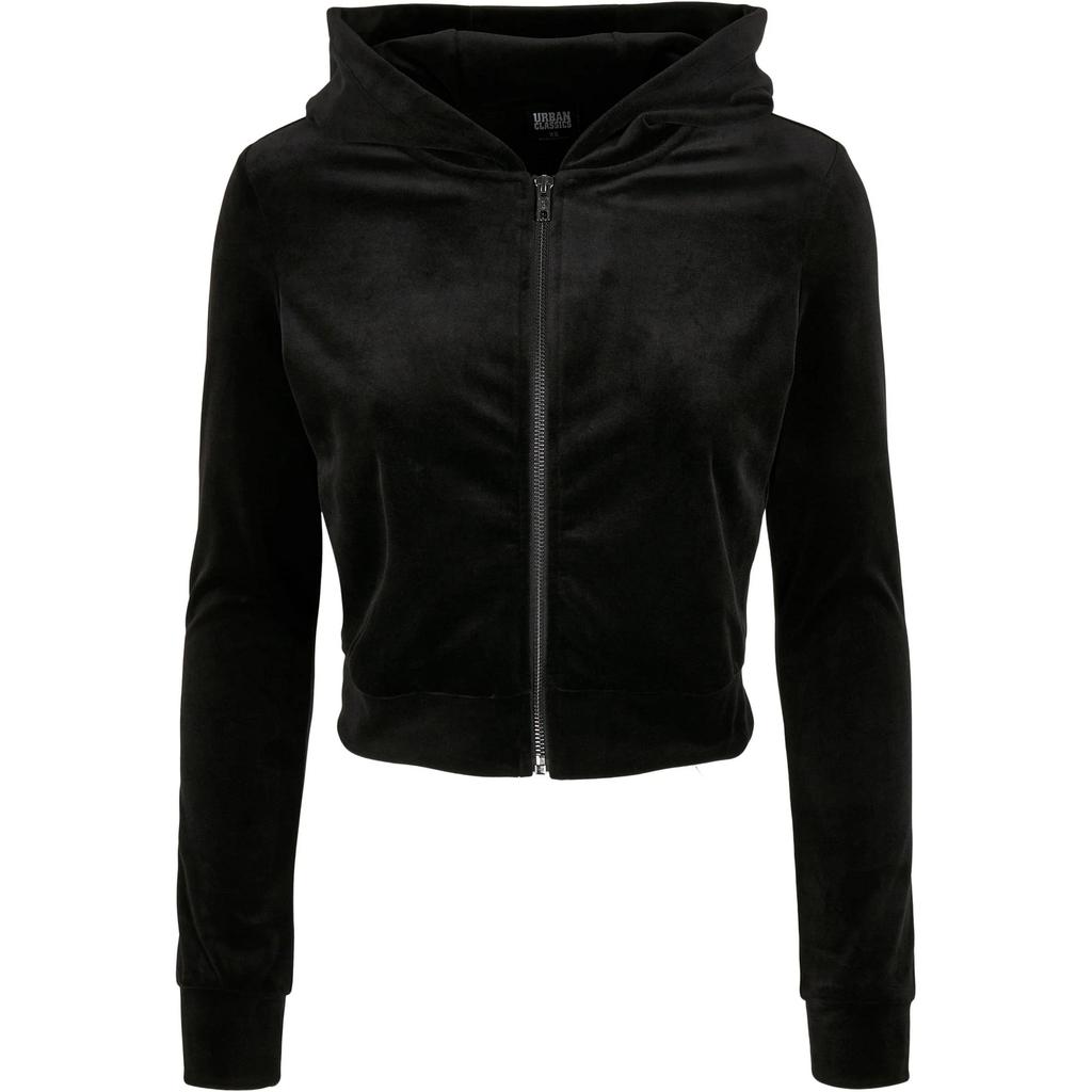 Urban Classics Womens/Ladies Velvet Short Full Zip Hoodie