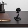 Talos 3D Printed Black Rose Statue Ornament, Gothic Dark Style Figurine, Artistic Flame Base Flower Decor, Exquisite Decoration for Home Office