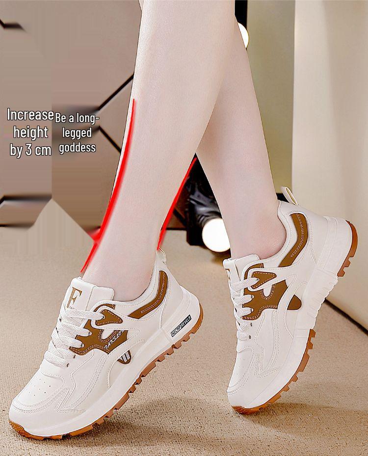 2024 Women's Lightweight Large Leather Running Shoes: Korean-Style Casual Sneakers