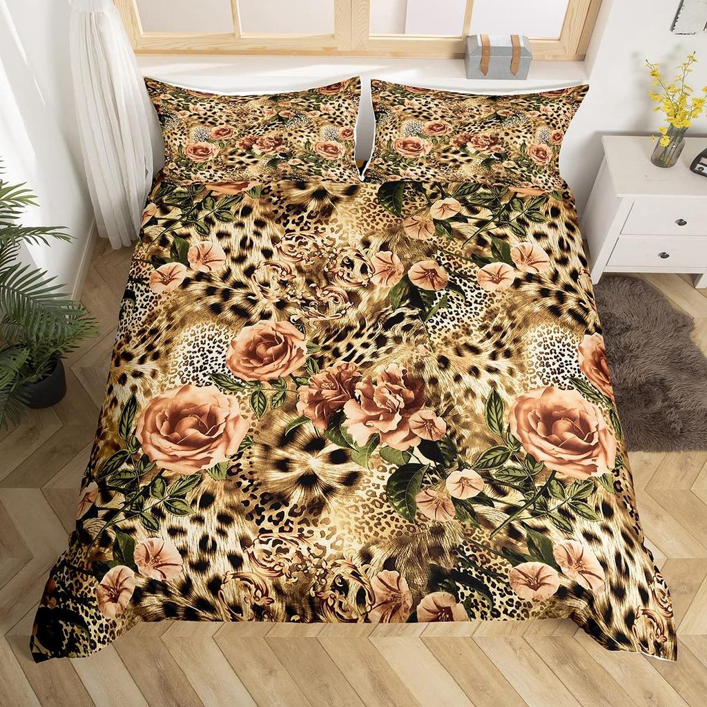 Sada povlaků na peřinu s gepardím potiskem Sada potahů na prošívanou deku Velikost Queen King Zvířecí Dospělí Kluci Dospívající Domácí povlečení Sada 3 kusů