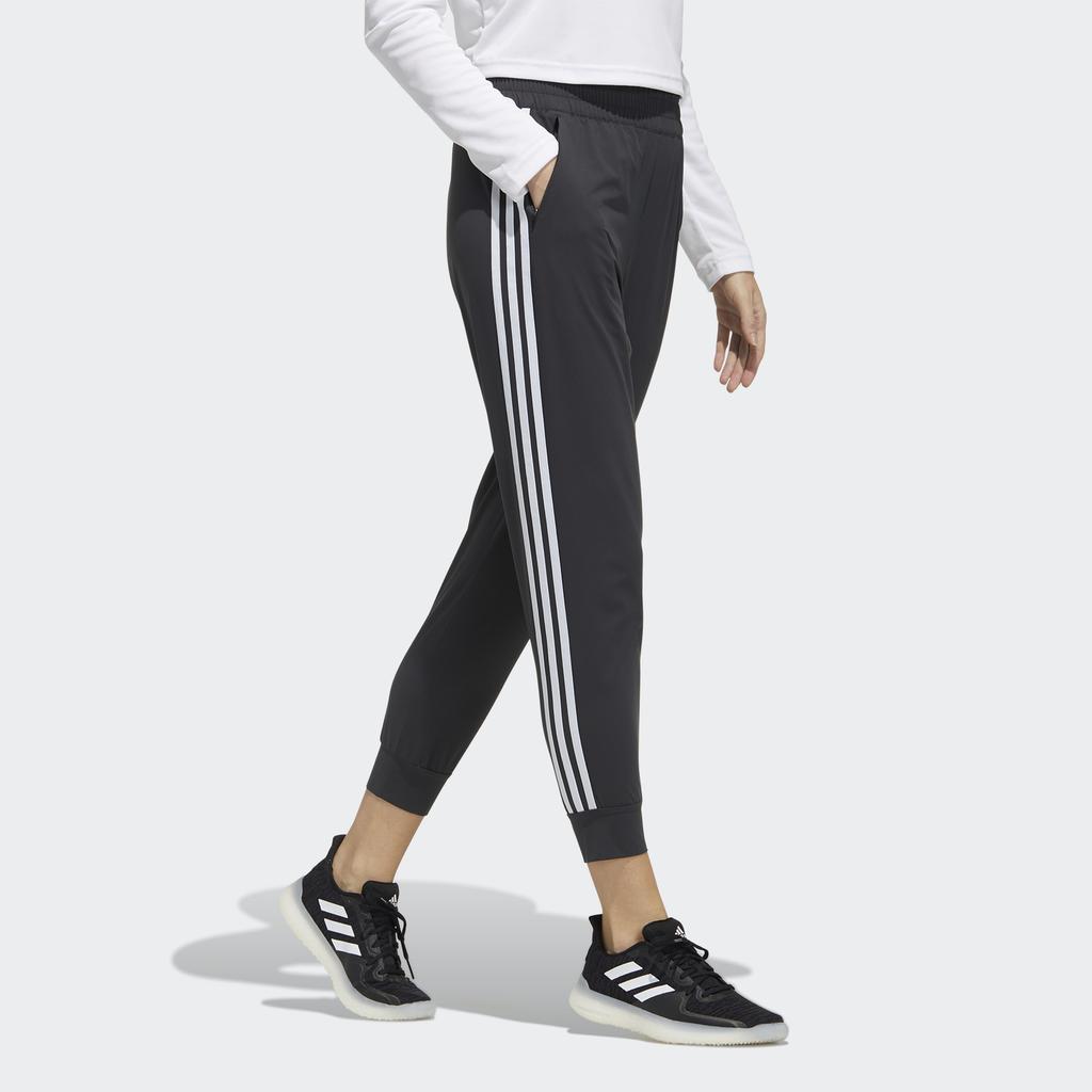 Adidas Casual Side Stripe Tapered Knit Pants Women Bottoms Black GP0642