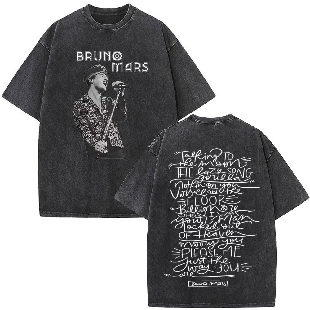 Bruno Mars The RoUnisextic Tour Print Vintage Washed Tshirt Unisex Women Fashion ONeck Cotton Loose Casual Gothic Punk Tshirts