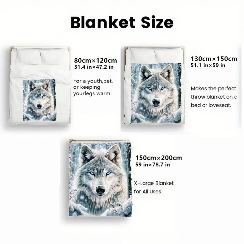 Lupo bianco dagli occhi azzurri foresta invernale coperta arte animale selvatico coperta morbida e accogliente coperta da lancio per decorazione domestica regalo per amanti della natura