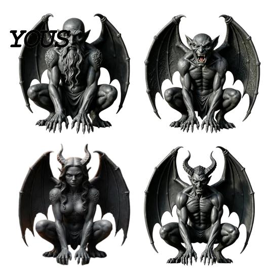 Retro-Stil Statue Gargoyle Figur, Mittelalterliche Dunkle Geflügelte Statue, Harz Gotisch Mystisch Böser Geist Beschützer Horn Dämon Ornament für Büro