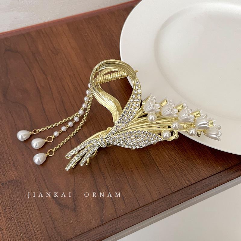 Luksusowy Metalowy Klips do Włosów dla Kobiet - Bardzo Duży Klips Rekinowy do Eleganckich Upięć