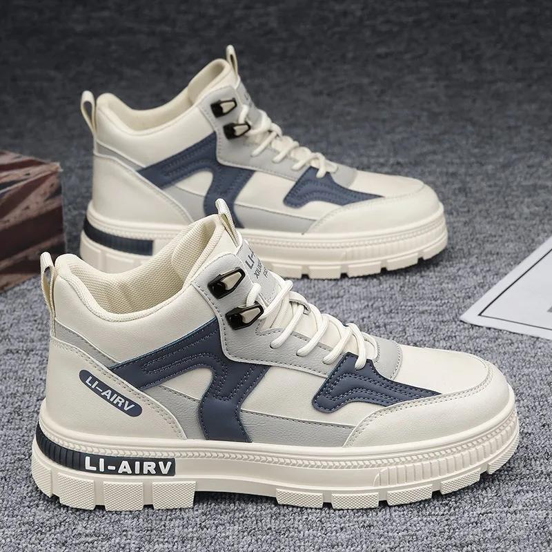 Fashion High Quality Chunky Men Casual Sneakers Spring Autumn Leather Platform Walking Shoes Chelsea Luxury Ankle Boots Work Safety Shoe