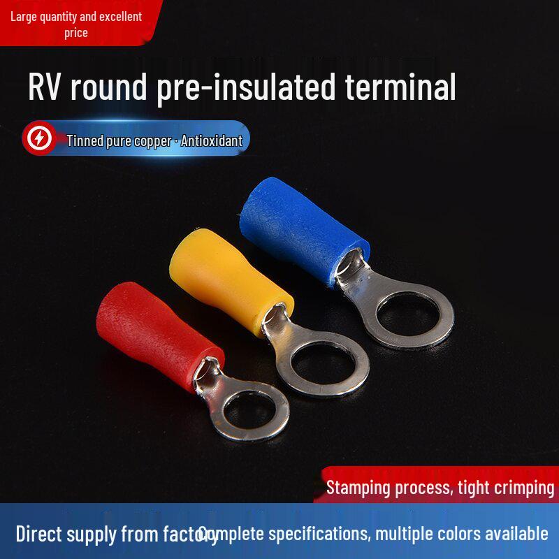 Haobo Round Insulated Terminal RV1.25-3/4/5/6/8/10/12 Cold Press Wire Terminal RV2-4.