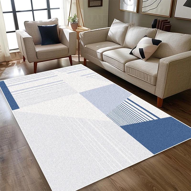 Modern Blue White Carpet Living Room Simple Style Decoration Home Sofa Area Washable Rug Bedroom Bedside Non-slip Plush Foot Mat