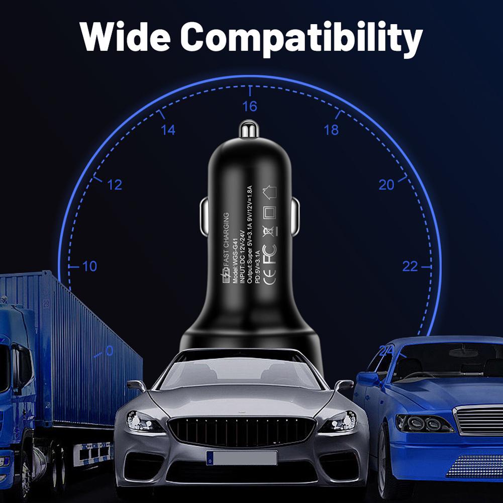 12V-24V 4 USB Car Charger Socket 66W PD QC3.0 6 Ports Car Charger Ultra Fast Phone Charge Power Adapter Outlet for Car RV Boat