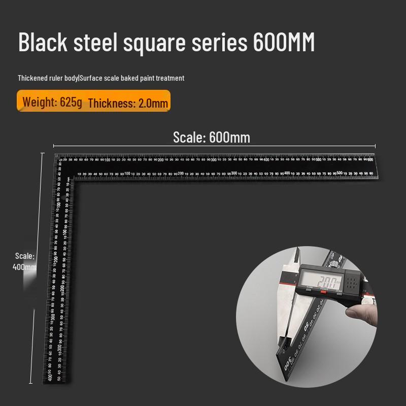 Stainless Steel Thickened L-Shaped Right Angle Ruler (90°, 300/500/600mm) for Woodworking & Decoration