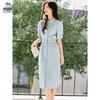 Elegant Short Sleeve Commuter Shirt Dress with Tie-Waist