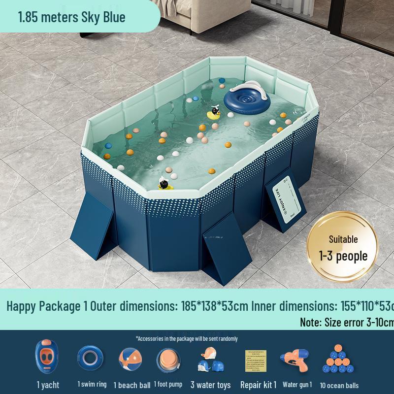 Blue No-Installation Inflatable-Free Family Swimming Pool for Outdoor Home Use - Ready for Immediate Use