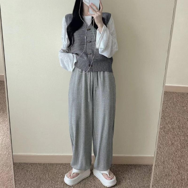 Podzimní korejská móda Pletená Retro vesta Ženy Nový design Volný All Match Svetr Bez rukávů Vesta Estetický roh Knoflík Vintage Cardigan