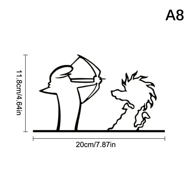 Sticker de Voiture Ligne Minimaliste Art Ligne Pare-chocs & Fenêtre Porte Autocollant Mural Avec Design de Personnage de Dessin Animé Décoration Maison Voiture