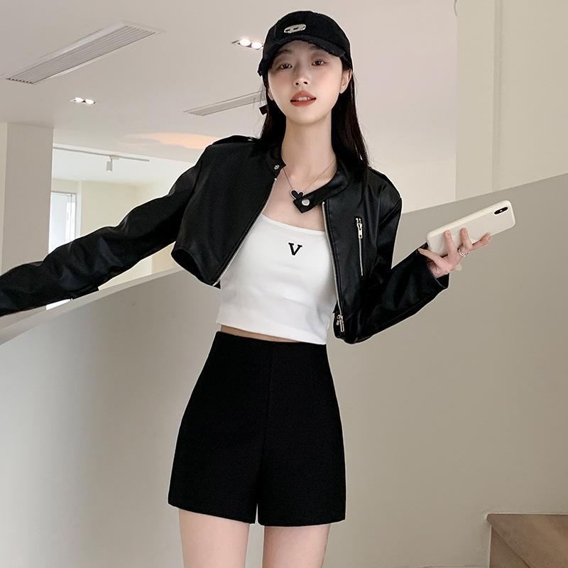 

Black high-waisted suit shorts women s velvet new small elastic and thin three-point outer wear leggings hot pants XS