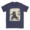 Vintage Anime Cat Japanese Art Funny Samurai Cat T Shirts Unisexs Cotton Vintage TShirt Round Neck Tees Short Sleeve Tops 5XL 6XL
