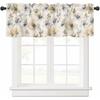 Watercolor Flower Valances Window Treatment Farmhouse Decor, Beige Grey Spring Floral Botanical Rod Pocket Valance Curta for Living Room, Bedroom,