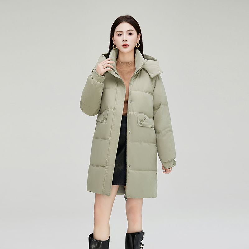 Cotton-padded Women's Medium and Long Hooded Versatile Fashion Middle-aged and Young People's Tops Thickened Warm Jackets Down Cotton-padded Clothes
