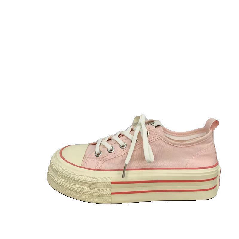 2025 Autumn and Autumn White Shoes Versatile Student Board Shoes Increase Women's Platform Casual Canvas Shoes Women's Tide Fashion Casual