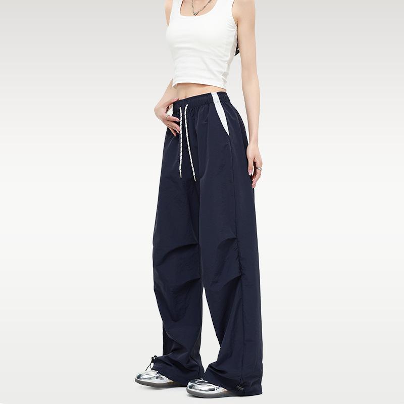 Nylon Quick-drying Sweatpants Women's Summer New High-waisted and Thin Drawstring Leggings Casual Wide-leg Overalls